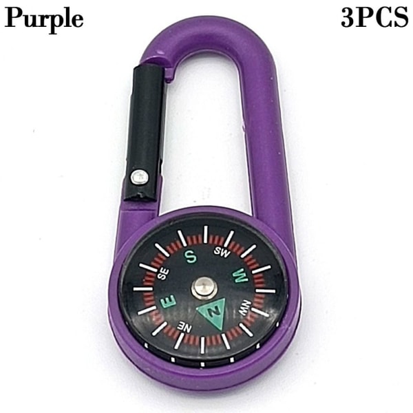 3kpl Outdoor Hook Compass Mini Metal Compass PURPLE Purple