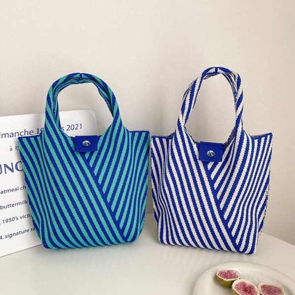 Knit Handbag Kangaskassi SININEN blue