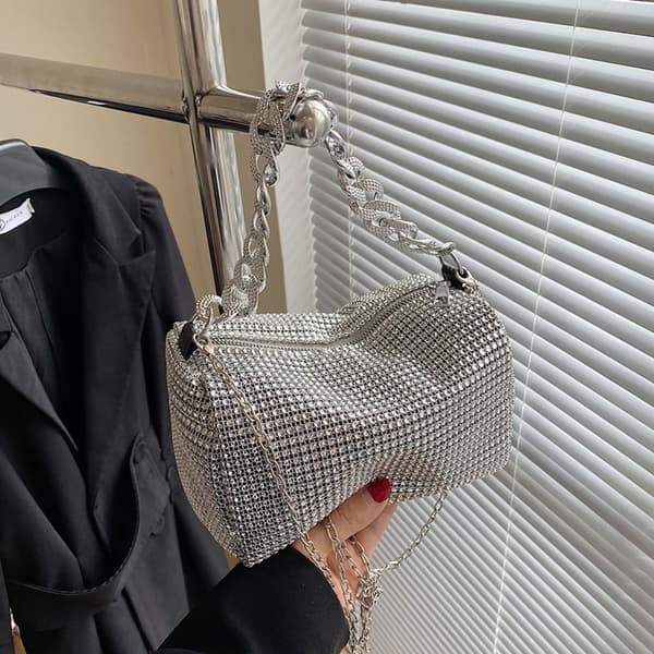 Full Diamond Hand Bag Tygpåsar SILVER silver