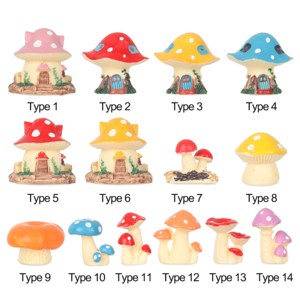 Miniature champignonhussvampefigurer TYPE 2 TYPE 2 type 2