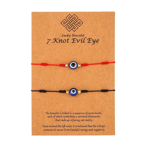 Øje-Afværgende Armbånd Justerbart Vævet Armbånd SORT&RØD B B BLACK&RED B-B