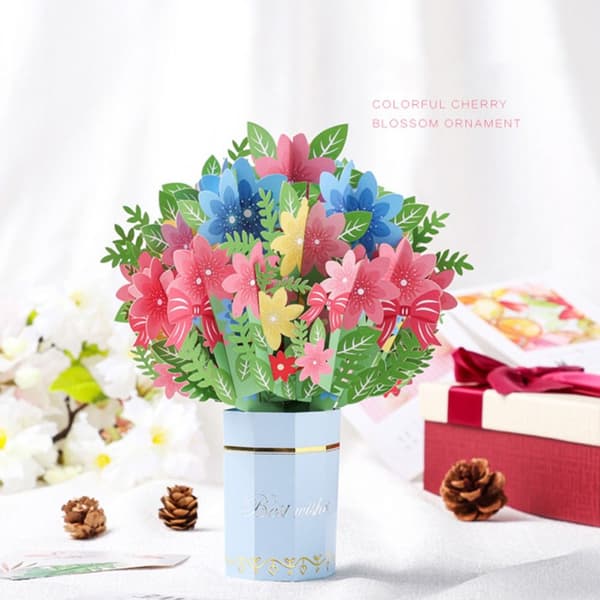 3D Pop-up Bukett Papir Blomster KIRSEBRÆR Cherry