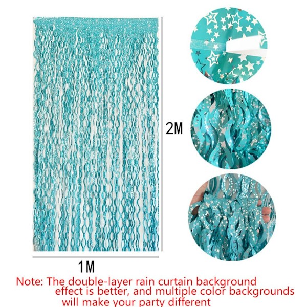 Tinsel Foil Fringe Verho SININEN blue