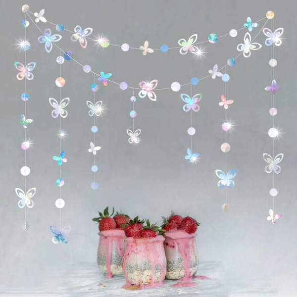 Riippuvat värikkäitä bannerit Star Butterfly Garland SILVER silver 3m-butterfly-3m-butterfly