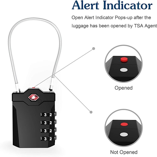 TSA Customs Lock Säkert Kodlås Kombination med 4 siffror silver