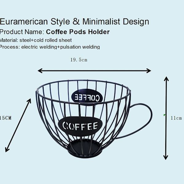 Kaffekrus Form opbevaringsstativ Frugtbakke SORT Black