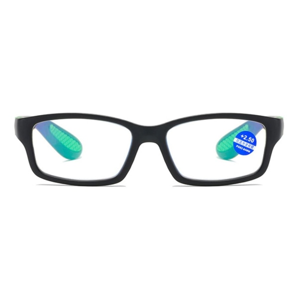 Anti-blått ljus Läsglasögon Fyrkantiga glasögon GRÖN Green Strength 200