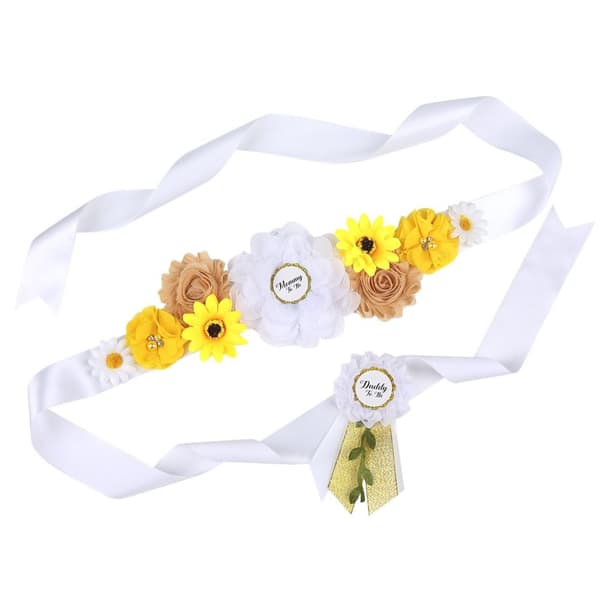 Välkommen Nyfödda Elastiskt bälte Chiffongblommor Midjeband VIT White