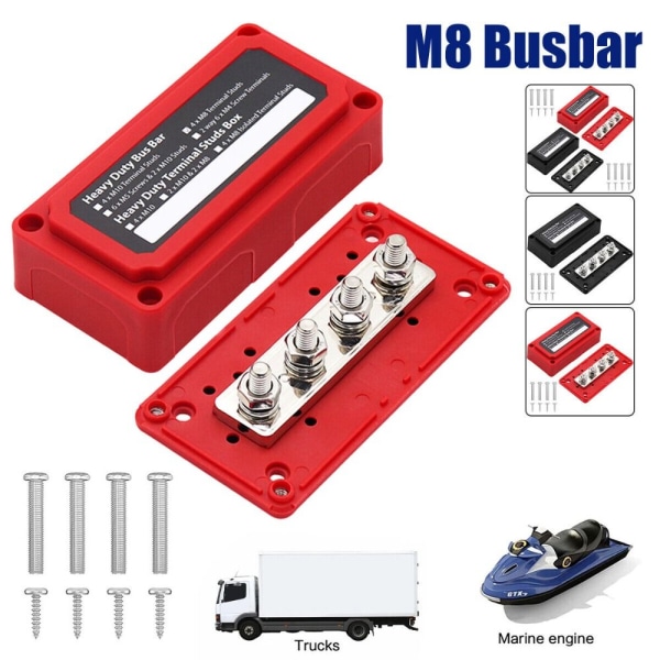 M8 Bus Bar Box Auto Boat Power SORT Black
