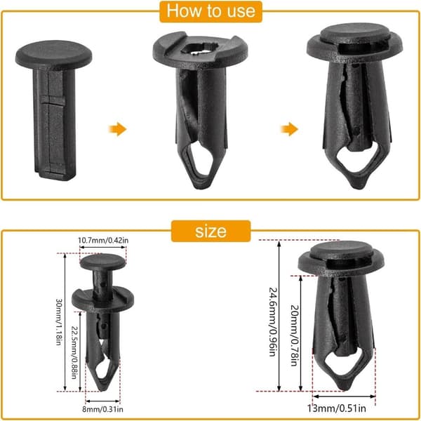 35stk U-Clip Retainer Shield Body Bolts Rivet Clips