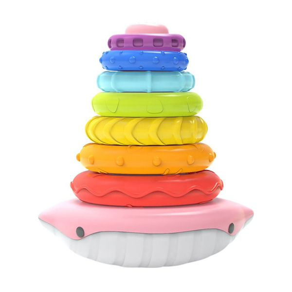 Stapling Ring Blocks Rainbow Tower ROSA pink