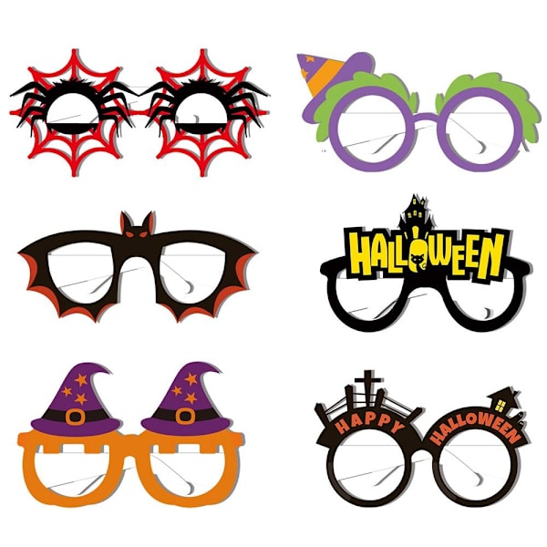 12 Stk Halloween Briller 3D Papir Briller Hekse Briller