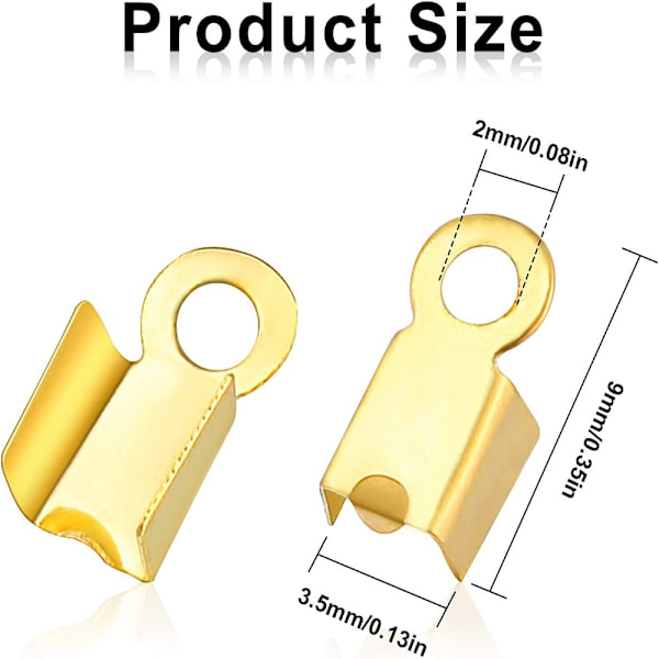 1000 stykker Fold over ledningsender Snor Crimp End Tips Ending