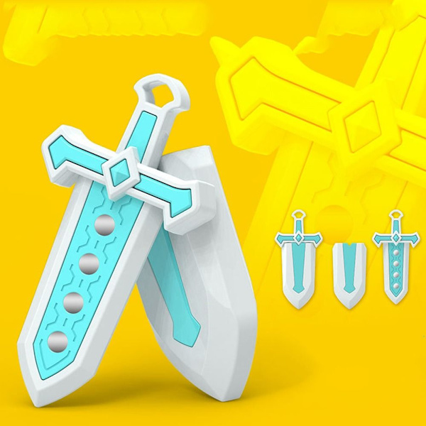 Retractable Sword 3D Printed Gravity Toy BLÅ Blue