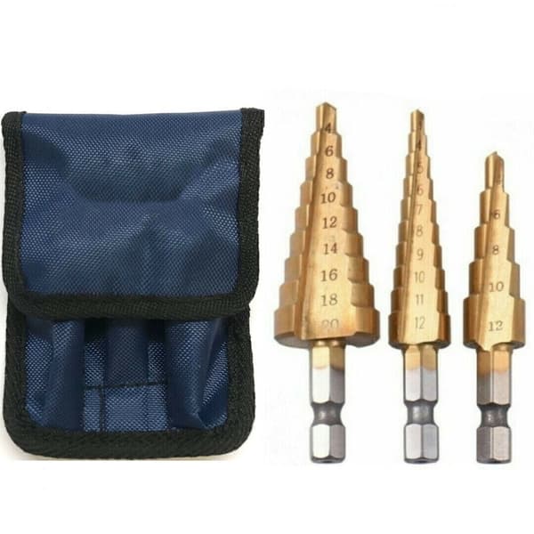 3 STK HSS Step Drill Bit Cone Titanium Bit Set Metall Hullkutter