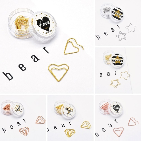 8 Stk Papirklips Perm Filklips GOLD STAR STAR Gold Star-Star
