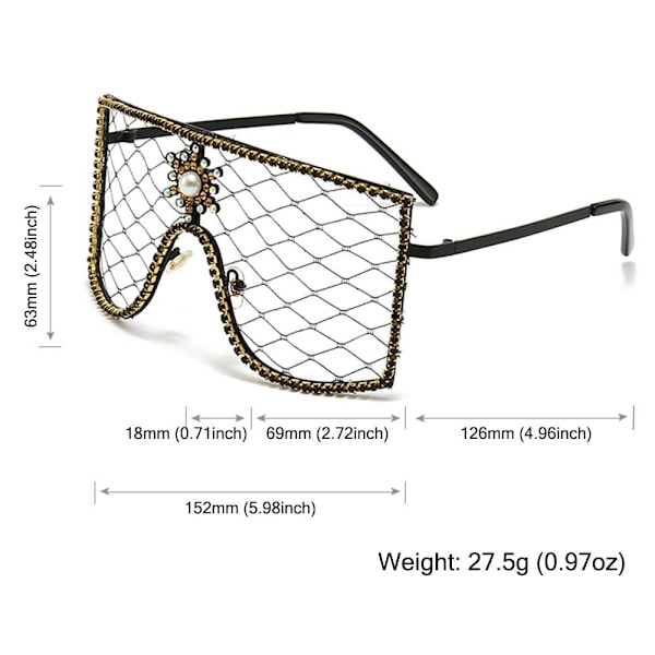 Rhinestone Mesh Glasses Y2K Solbriller C01 C01 C01