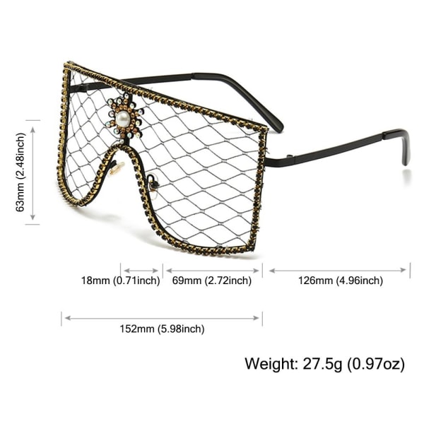 Rhinestone Mesh Glasses Y2K Solbriller C06 C06 C06
