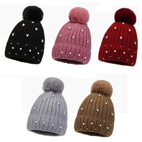 Vintermössa Stickad Cap ROSA pink