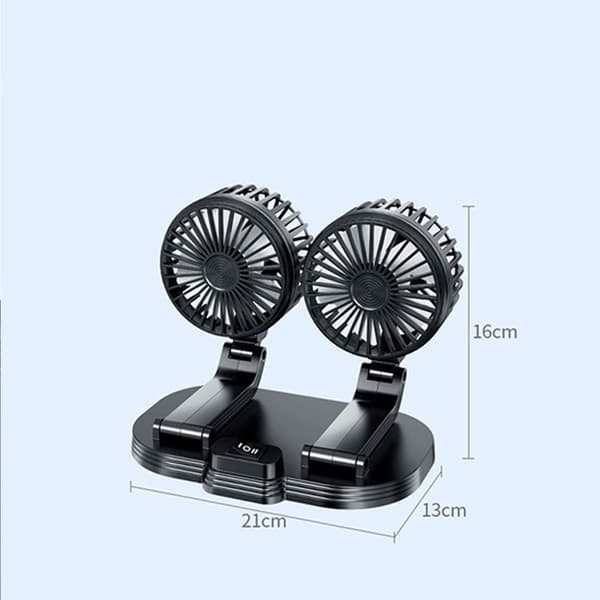 Dual Head Car Fan Luftcirkulationsventilatorer SORT Black