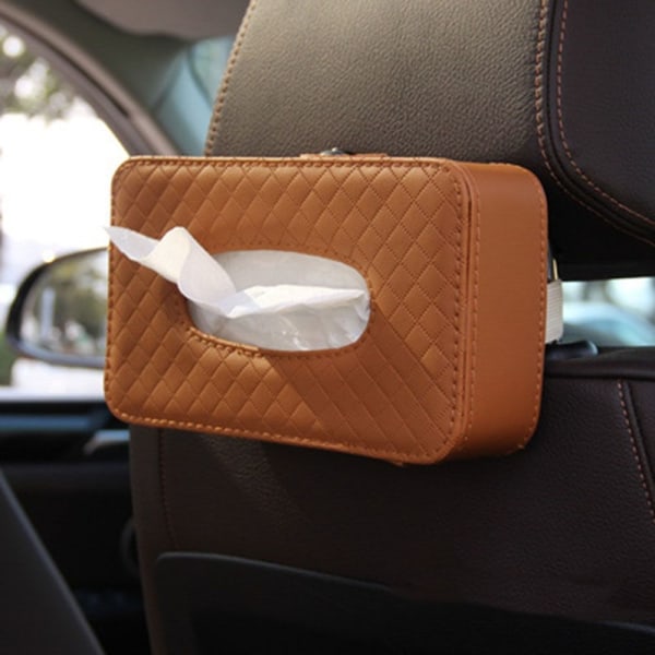Car Tissue Box Tissue Holder BRUN STRAP-ON VERSION STRAP-ON Brown Strap-on version-Strap-on version