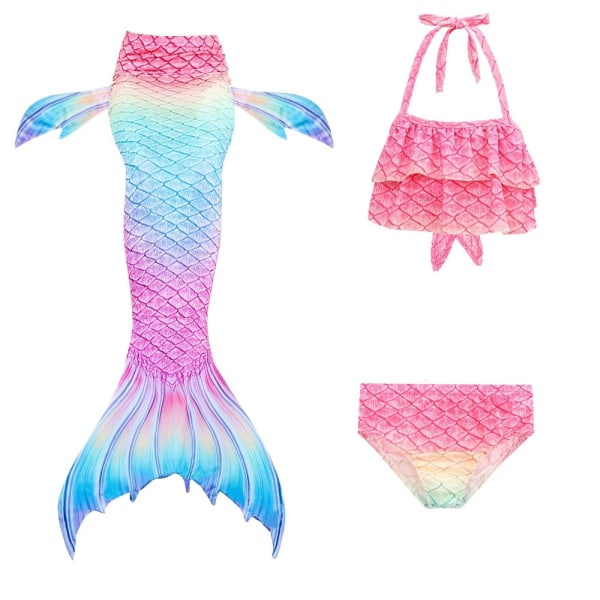 3 stk Kids Mermaid Tail Bikini Sæt B-150CM B-150CM B-150CM