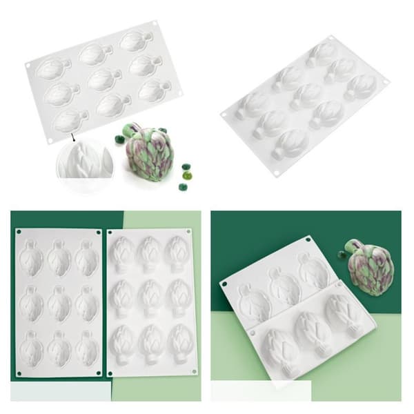 9 Cavity 3D Artiskok Silikone Kageform Mousse Forme