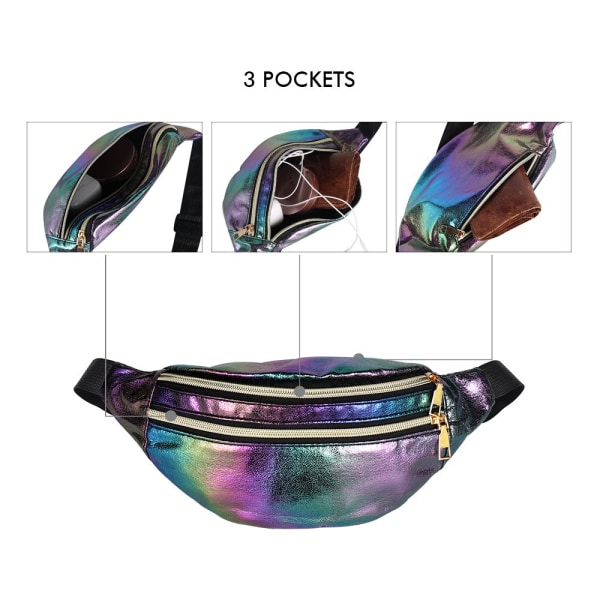 Laser Midjeväska Hip Bum Bag Fanny Pack LUR purple