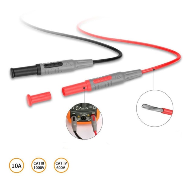 10 STK Multimeter testledninger Måler Nåltestprobeadapter