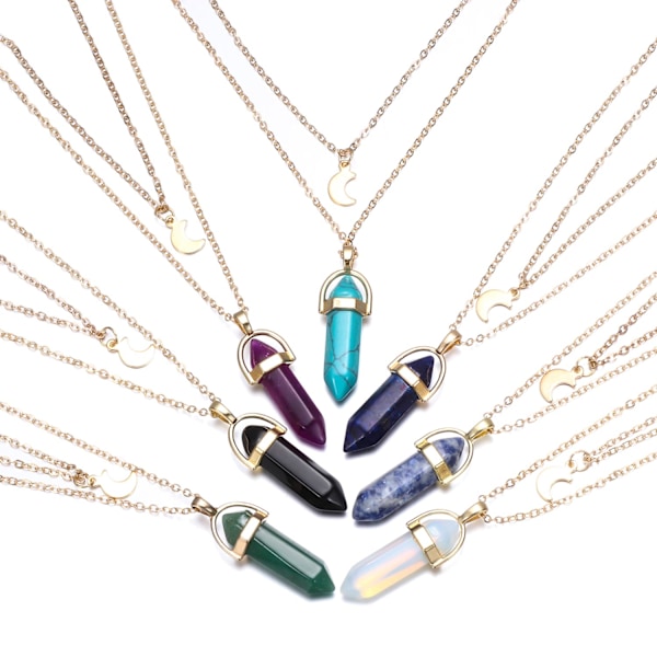7 ST Kristallhalsband Hexagonal hänge ALLA FÄRGER all colors