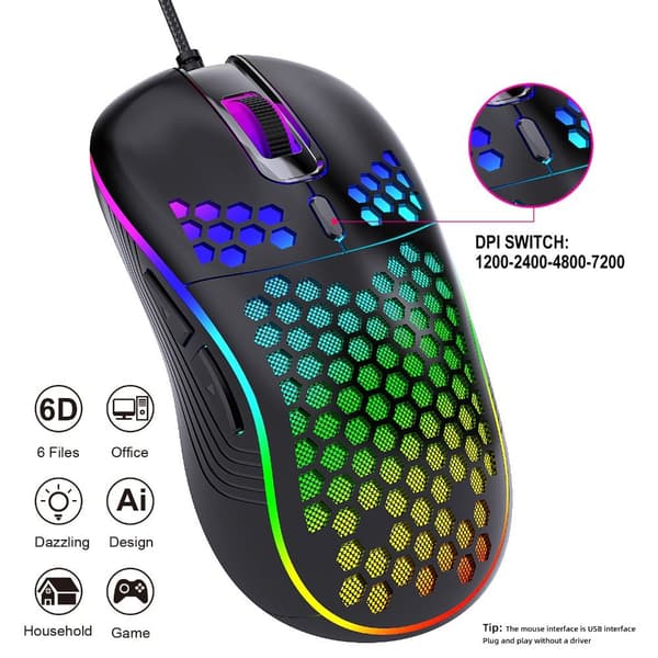 Wired Mouse Luminous Light PINK pink
