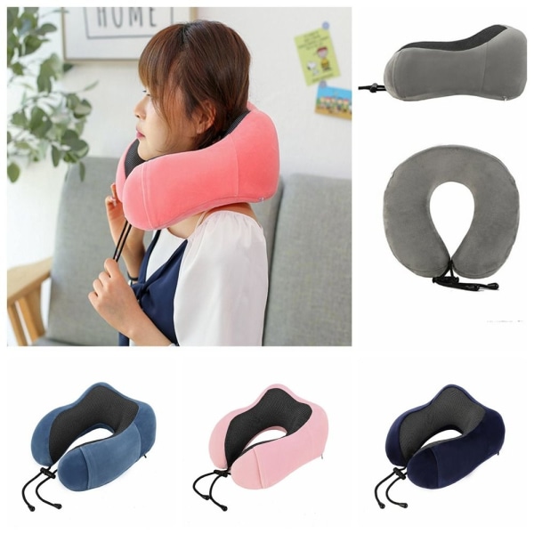 Memory Foam Travel Pillow Neck Support Cushion PINK pink
