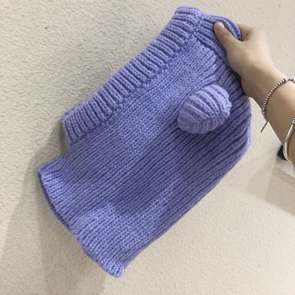 Pullover Strik Hue Varm Balaclava Hue MØRK LILLA dark purple