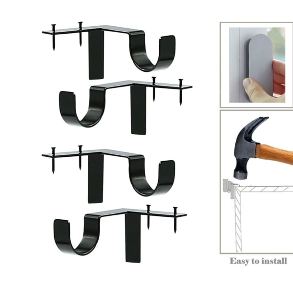 Gardinstangfeste Gardinstangholder SORT 2STK 2STK Black 2Pcs-2Pcs