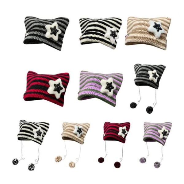 Pulloverhette Strikket ulllue SVARTHVITT A A black&white A-A