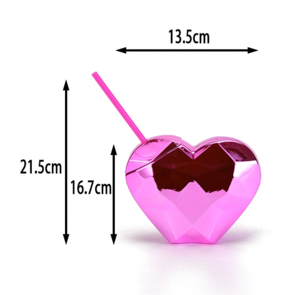 800 ml Heart Shaped Cup Disco Glitter Ball Cup RED Red
