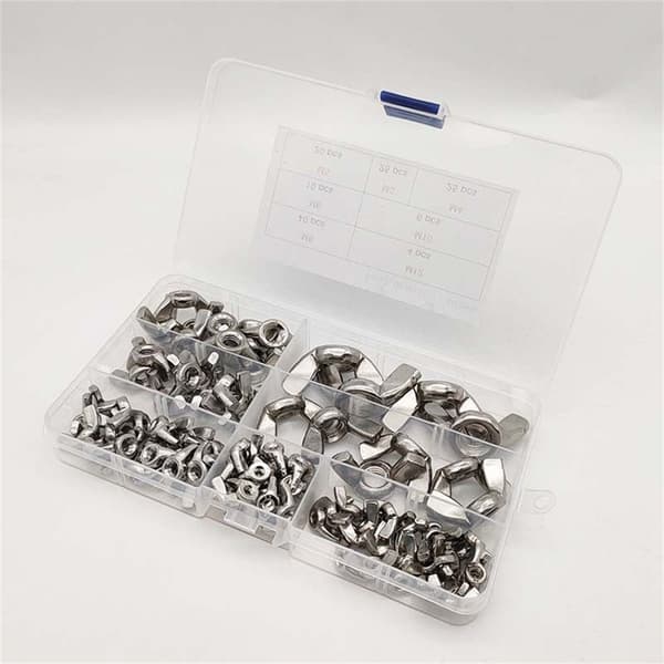 100 STK vingemøtrikker Assorted Kit Fasteners Dele