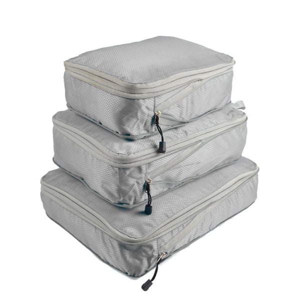 3 STK Reiseoppbevaringspose Komprimerbar pakning GRÅ grey