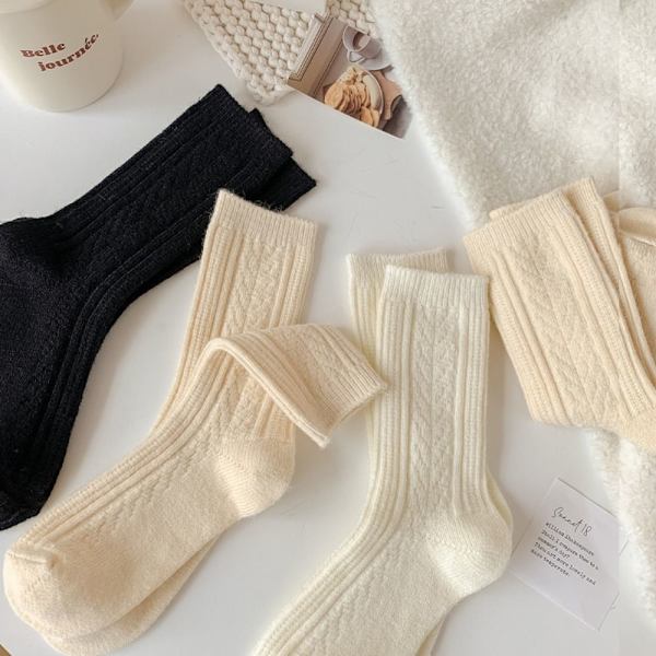 Termiske lange strømper Cashmere uldstrømper SORT black