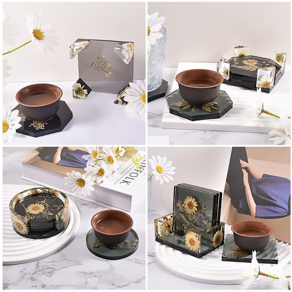 5 Stk/sett Harpiksformsett Coaster Form FIRKANTSETT FIRKANTSETT Square Set