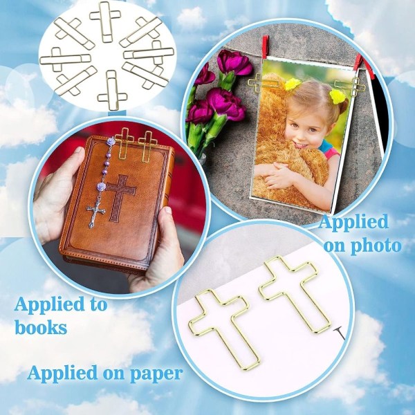 100 Stk Krydsformede Papirclips Christian Paper Clips GULD Gold