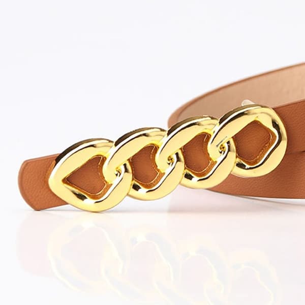 Læderbælte Metalkæde Spænde linning SORT&GULD black&gold