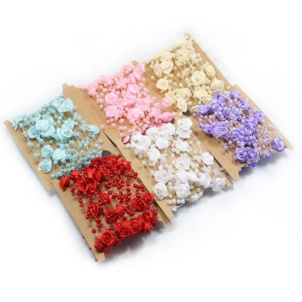 Kunstige perler Perler Kjede Rose Blomster Kranser LILLA purple