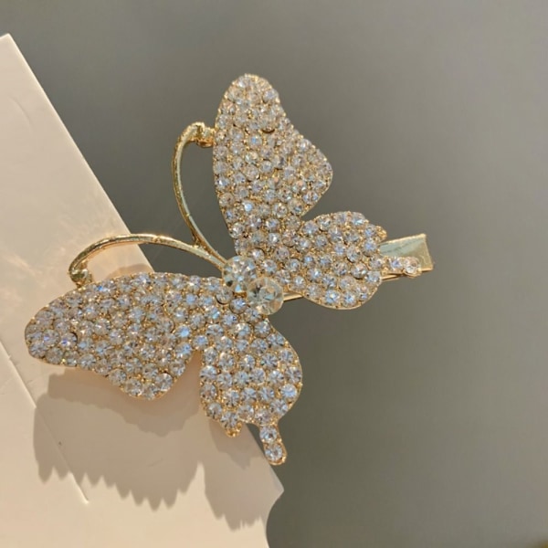 3 stk Full Diamond Butterfly Hårnåler Shine Bangs Clip GULL Gold