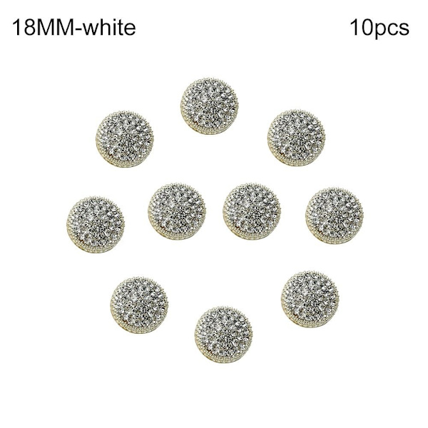 10st Metall Rhinestone Knappar Skjorta Knappar VIT 18MM10ST white 18MM10pcs-10pcs