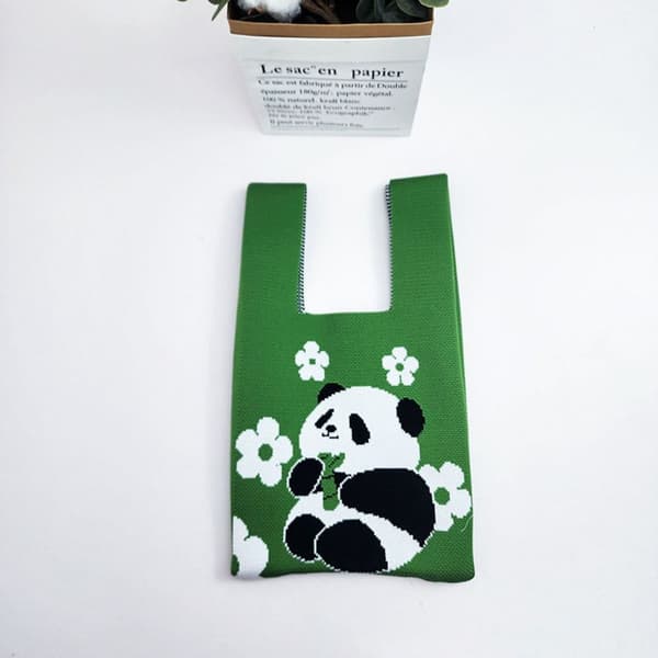 Knit Handbag Kangaskassi VIHREÄ green