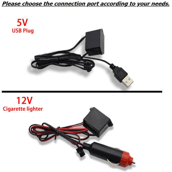 Led Dekorativ Lampa Bil Interiör Atmosfär Tråd RÖD USB-DRIVD red USB-Powered