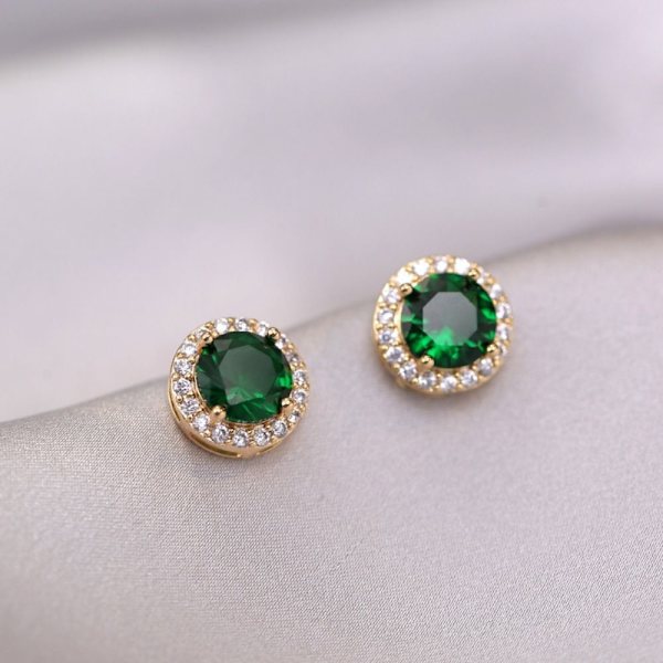 Emerald Zircon Halsband Titanium Steel Chain Smycken Set