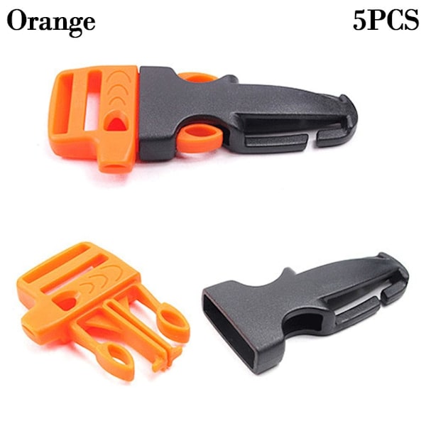 5 st Sidosläppningsspänne Survival Whistle Spännen ORANGE Orange