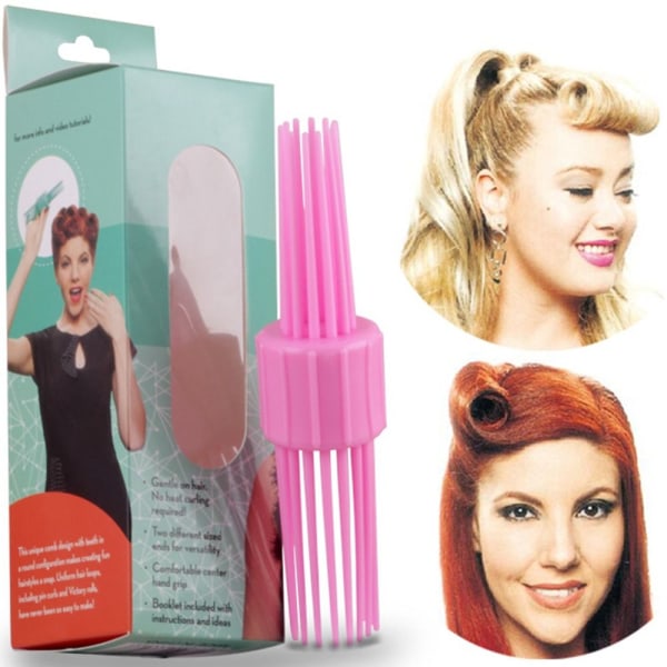 Hair Curling Roll Comb Gentle Curls Tool ROSA pink